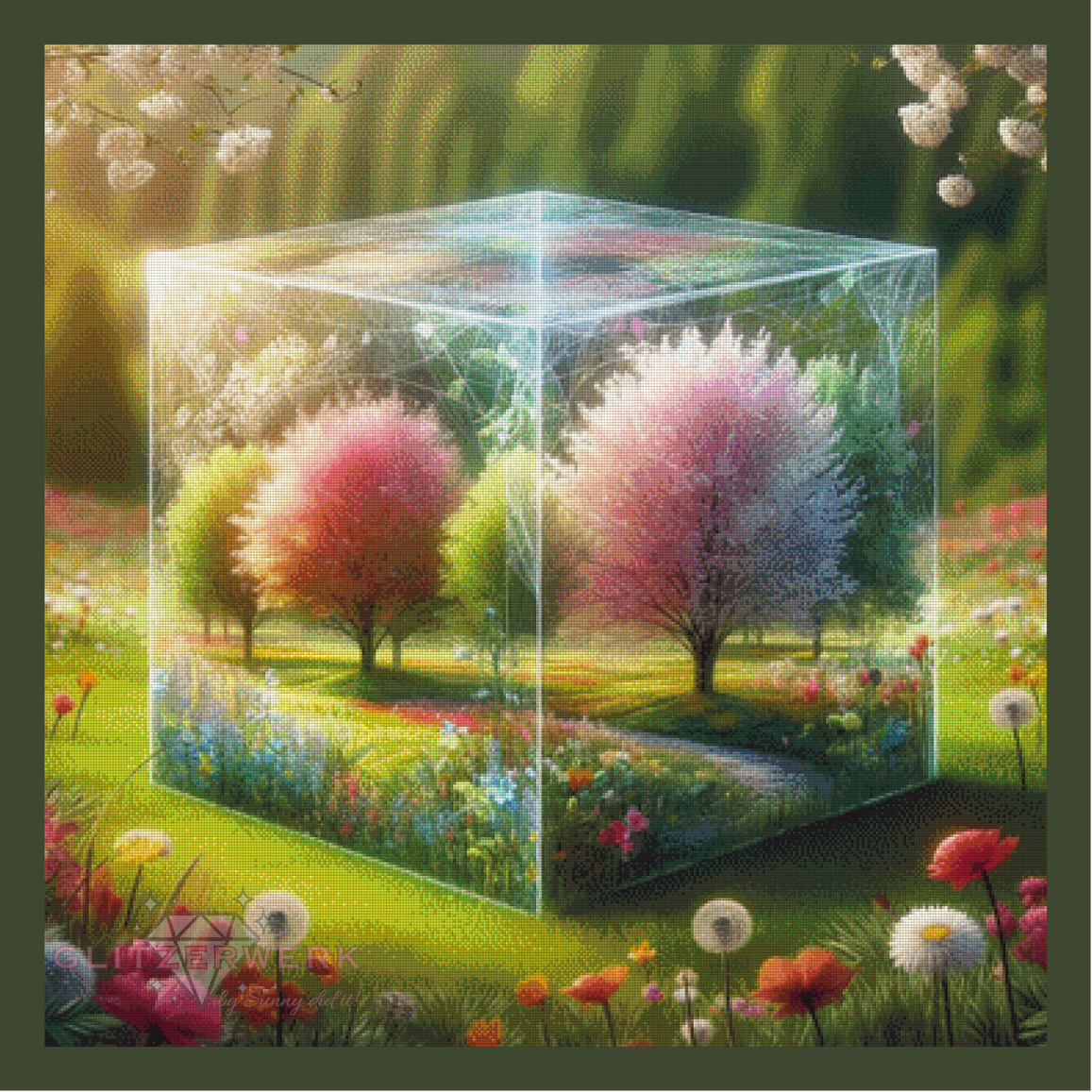 Frühlingswürfel by Sandra's KI Designs 90x90cm 150 Farben