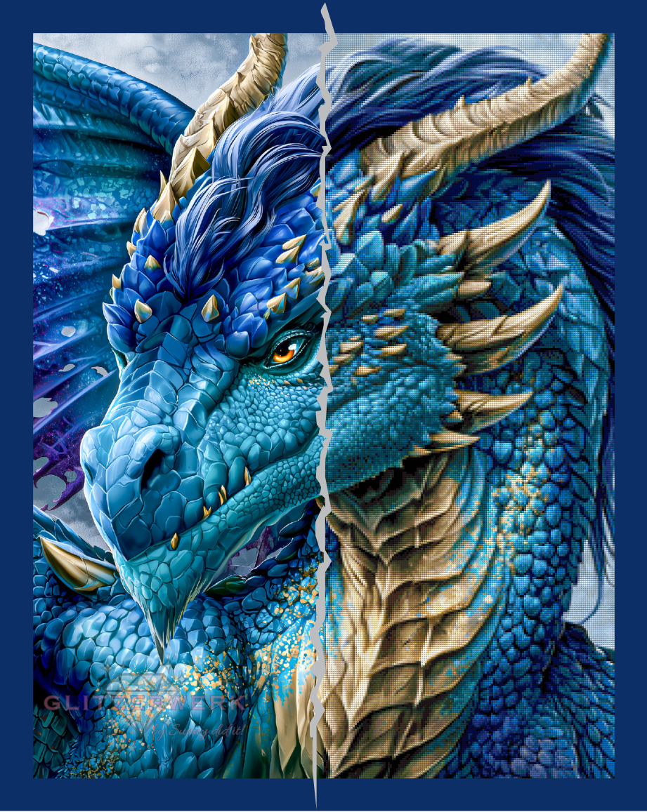 Blue Dragon by Funkelreich 70x90cm 120 Farben