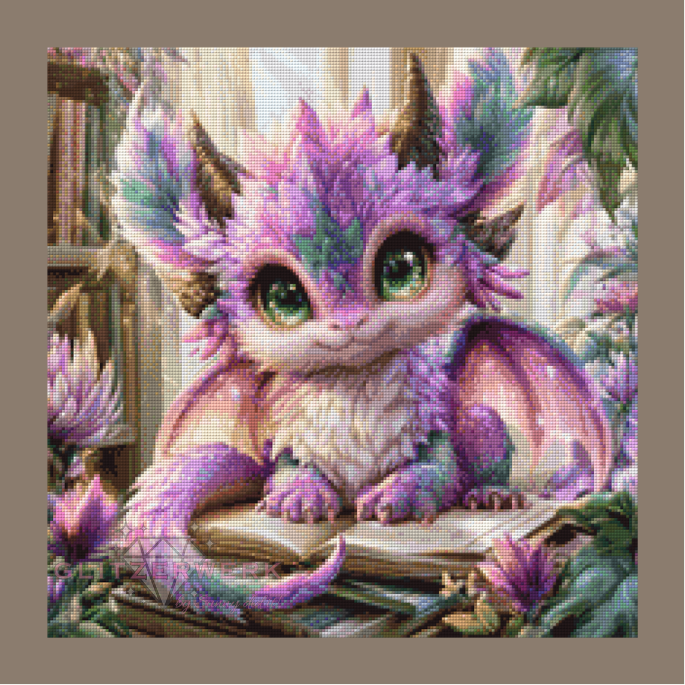 Bücherdrache - Blütenzauber by Funkelreich 50x50cm 85 Farben