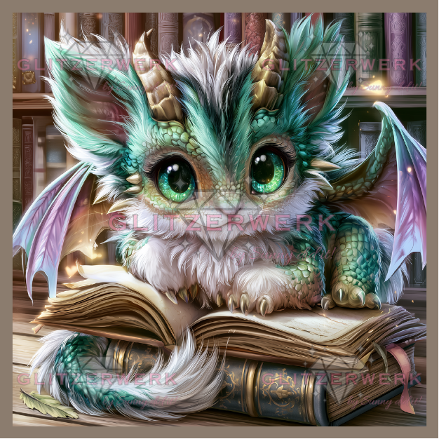 Bücherdrache - Waldgeist by Funkelreich 50x50cm 85 Farben