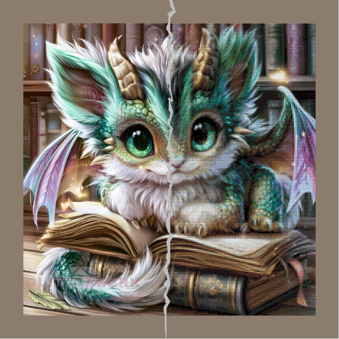 Bücherdrache - Waldgeist by Funkelreich 50x50cm 85 Farben