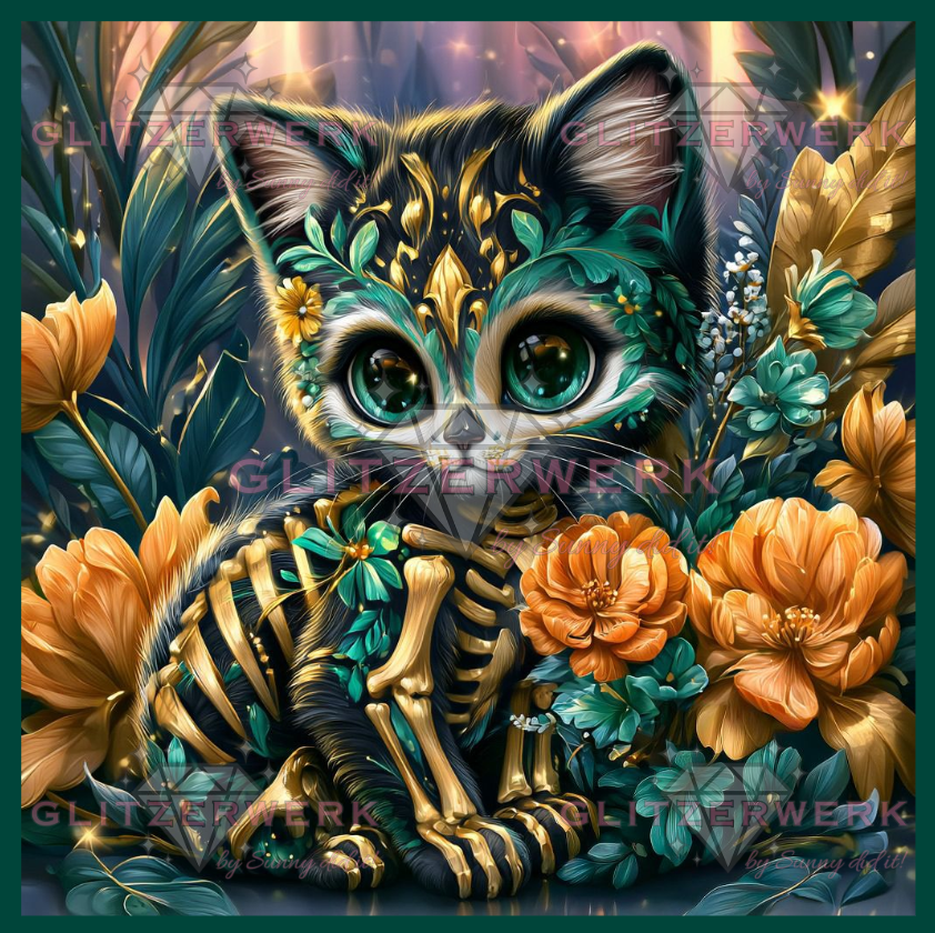 Knochenkätzchen by Funkelreich 60x60cm 115 Farben