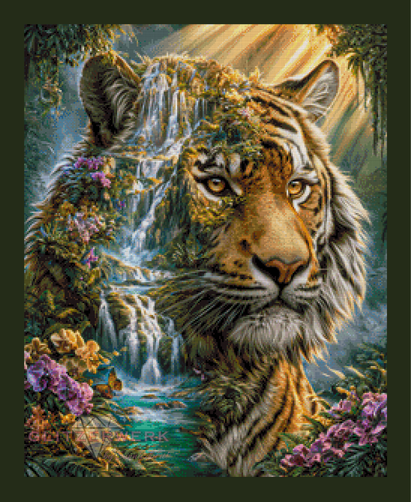 Der Tiger, in dem der Dschungel fließt by Funkelreich 60x75cm 125 Farben