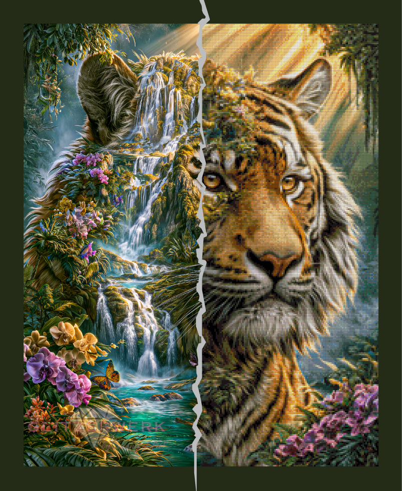 Der Tiger, in dem der Dschungel fließt by Funkelreich 60x75cm 125 Farben