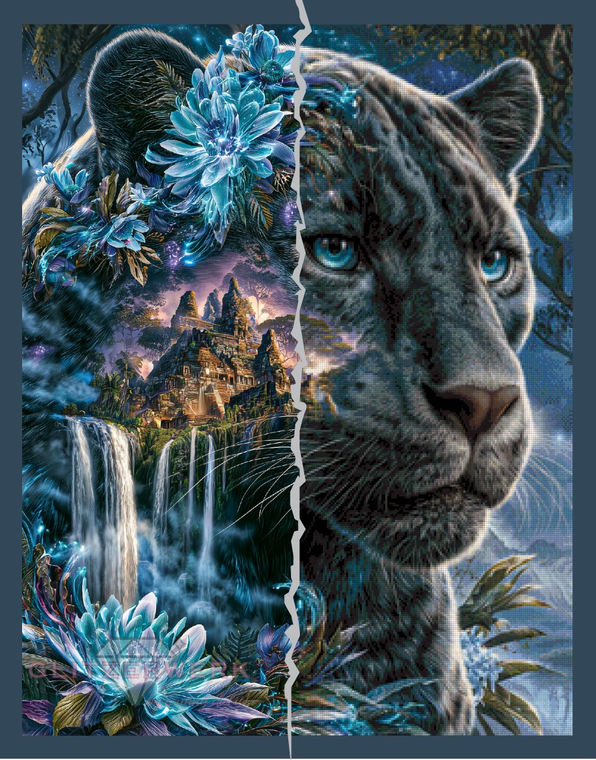 Panther der vergessenen Stadt by Funkelreich 70x90cm 120 Farben