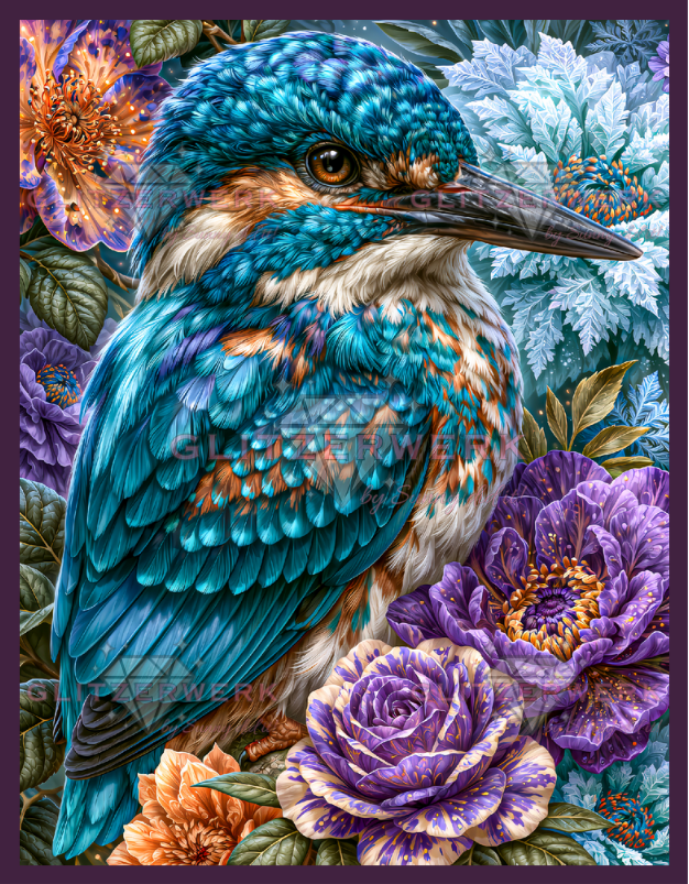 Eisvogelblüte by Funkelreich 50x65cm 125 Farben mit 10x Sondersteinen