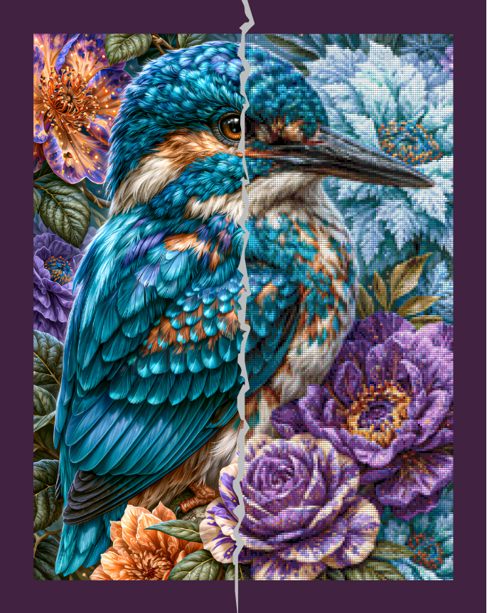 Eisvogelblüte by Funkelreich 50x65cm 125 Farben mit 10x Sondersteinen