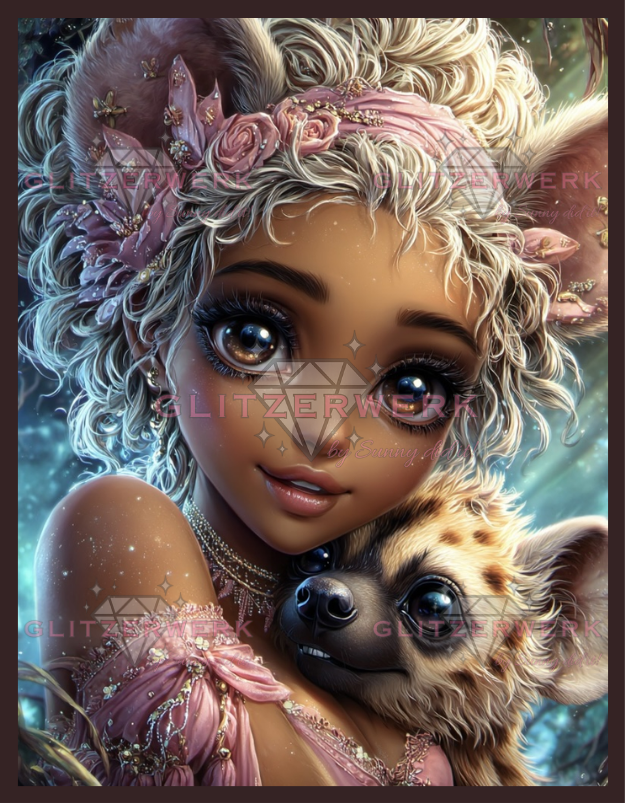 Hyena Girl by Sunny did it! 50x65cm 150 Farben mit 10x Sondersteinen