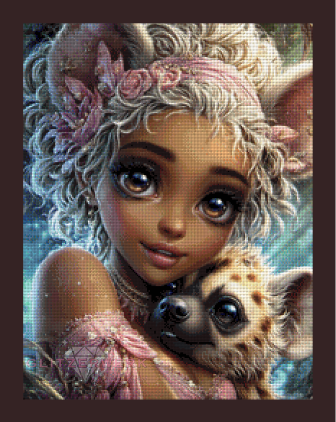 Hyena Girl by Sunny did it! 50x65cm 150 Farben mit 10x Sondersteinen