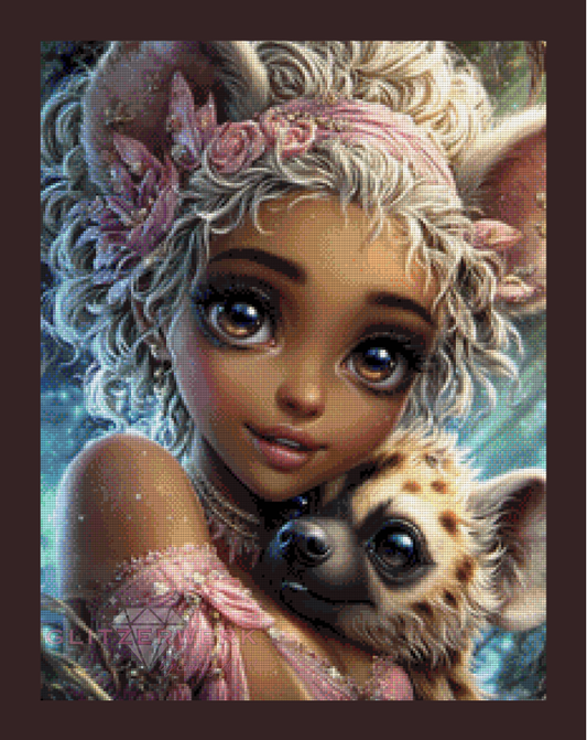 Hyena Girl by Sunny did it! 50x65cm 150 Farben mit 10x Sondersteinen