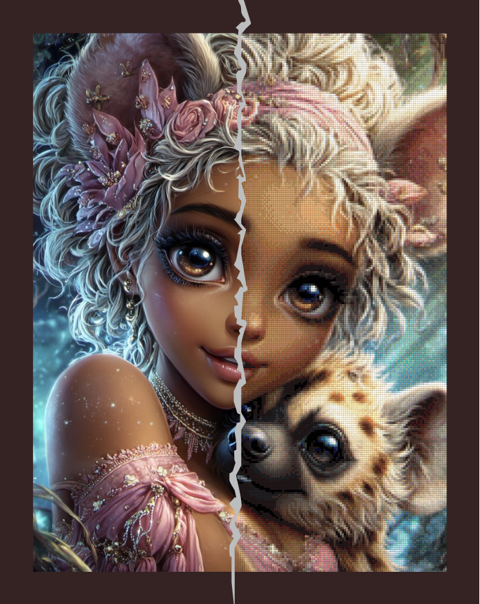 Hyena Girl by Sunny did it! 50x65cm 150 Farben mit 10x Sondersteinen