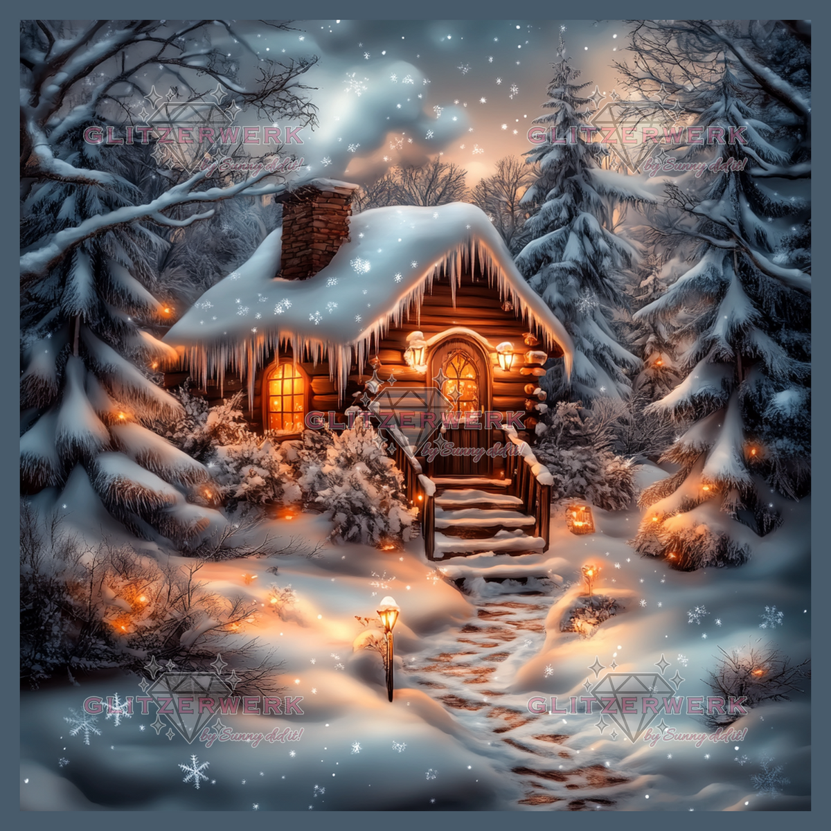 Winter Cabin by Sunny did it! 60x60cm 140 Farben