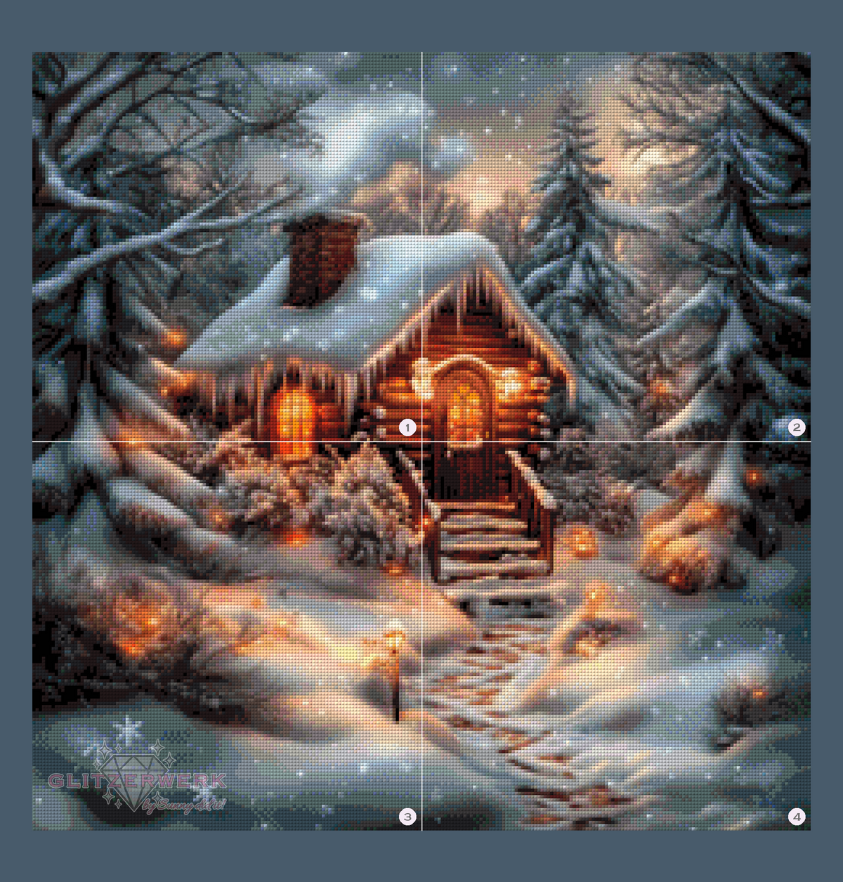 Winter Cabin by Sunny did it! 60x60cm 140 Farben