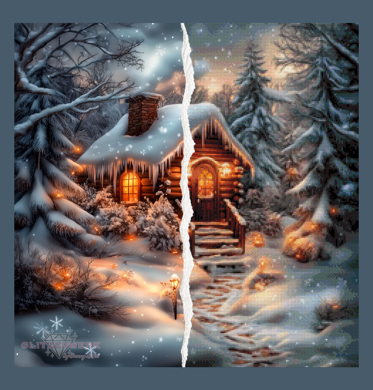 Winter Cabin by Sunny did it! 60x60cm 140 Farben