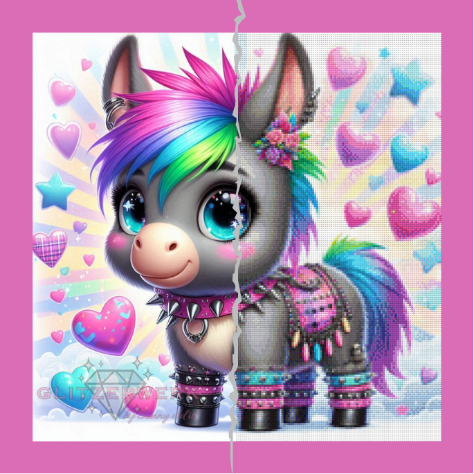Punk Esel by Silvia-ki 50x50cm 120 Farben