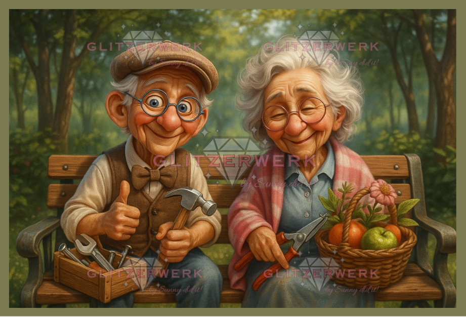 Opa und Oma Glück by Kaira AI Art 75x50cm 140 Farben