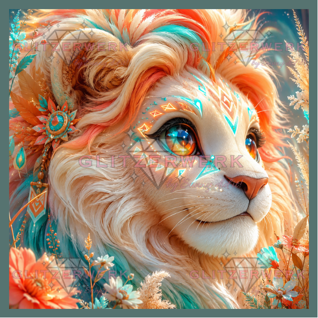 Sonnenlöwe by nerdylovelythings 50x50cm 130 Farben