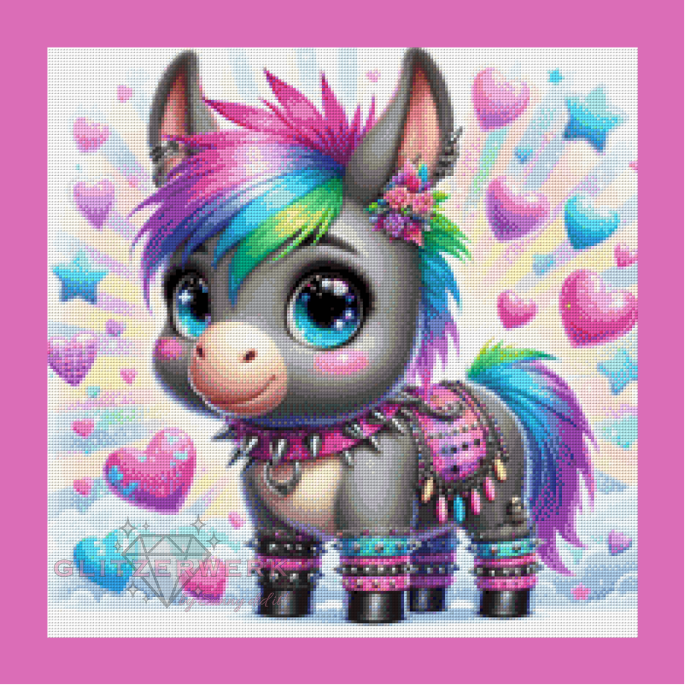 Punk Esel by Silvia-ki 50x50cm 120 Farben