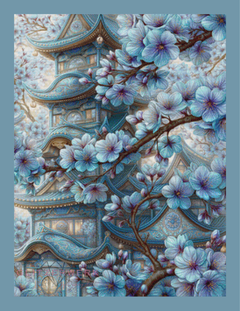 Saphirpavillion by Sweet_Loco_AI 60x80cm 135 Farben