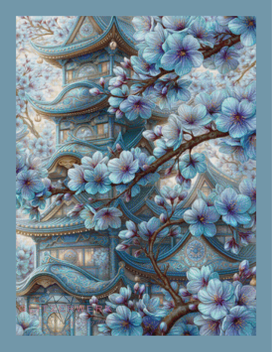 Saphirpavillion by Sweet_Loco_AI 60x80cm 135 Farben