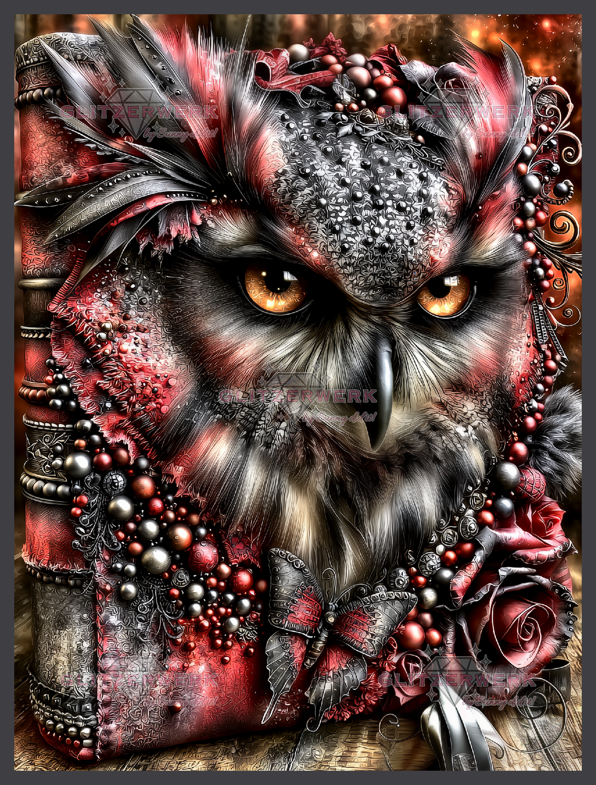 Ruby Feathers by Sunny did it! 60x80cm 155 Farben mit 10x Sondersteinen