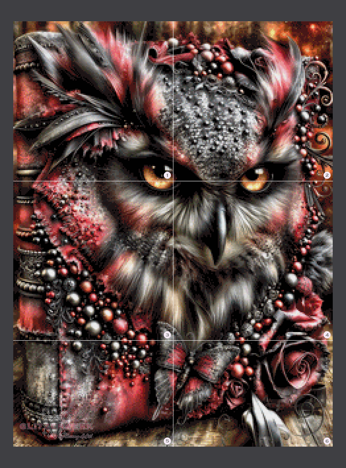 Ruby Feathers by Sunny did it! 60x80cm 155 Farben mit 10x Sondersteinen