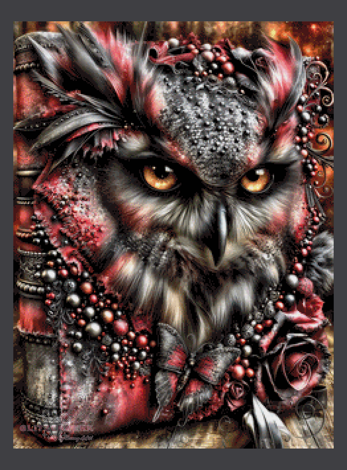 Ruby Feathers by Sunny did it! 60x80cm 155 Farben mit 10x Sondersteinen