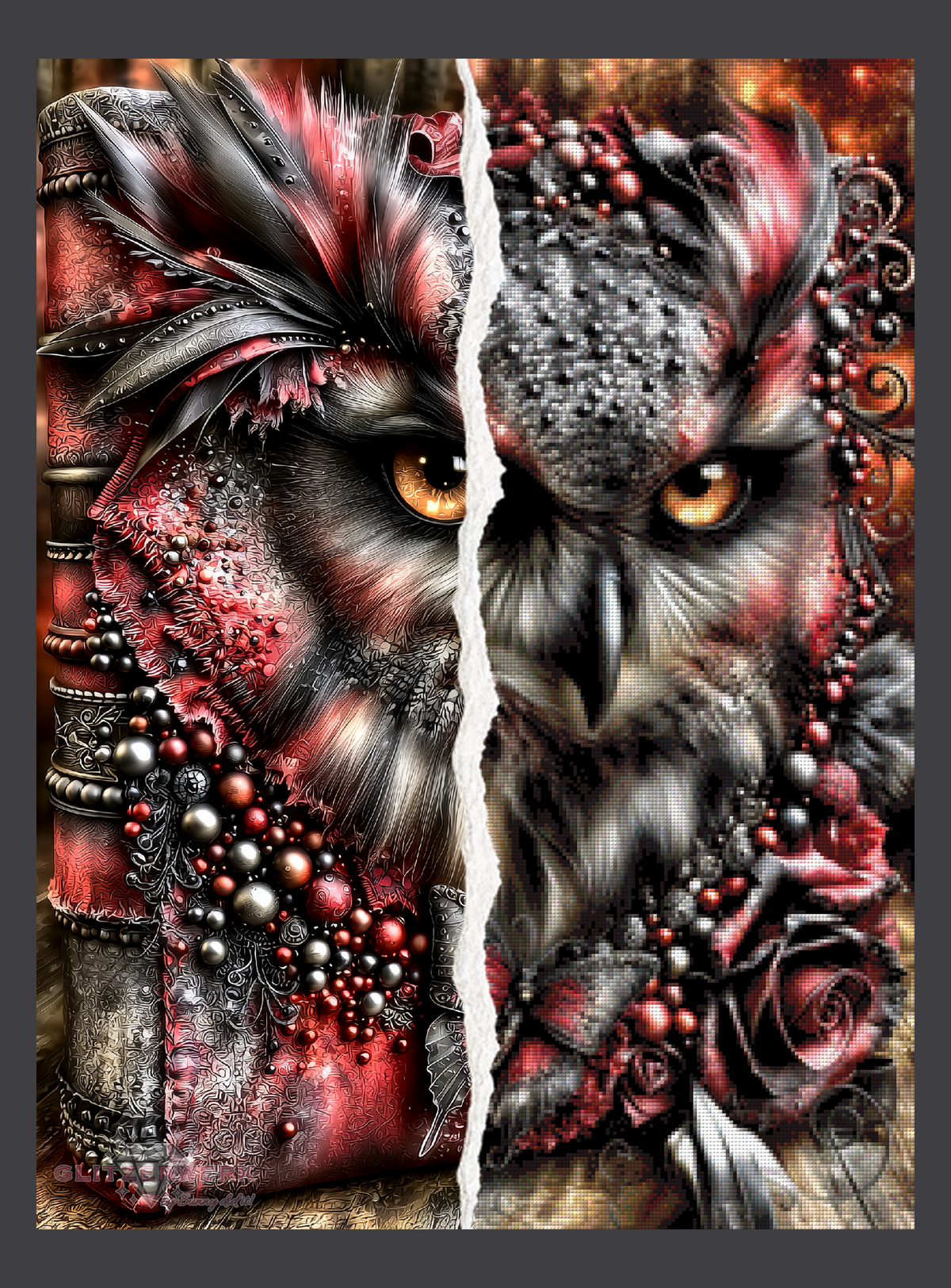 Ruby Feathers by Sunny did it! 60x80cm 155 Farben mit 10x Sondersteinen