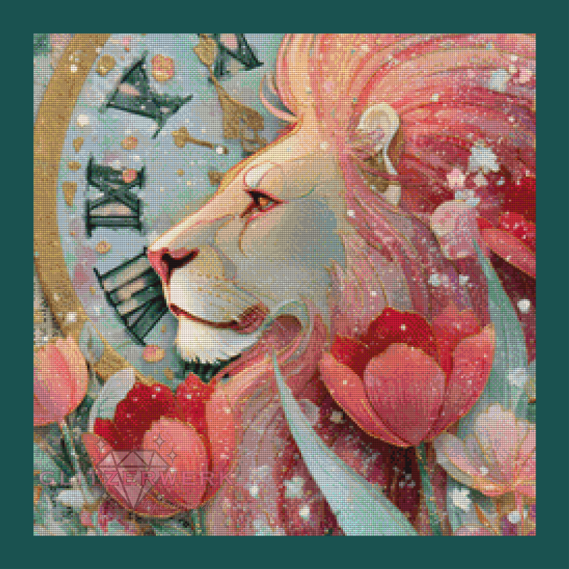Zeit des roten Löwen by Shiny Unicorn ai 60x60cm 120 Farben