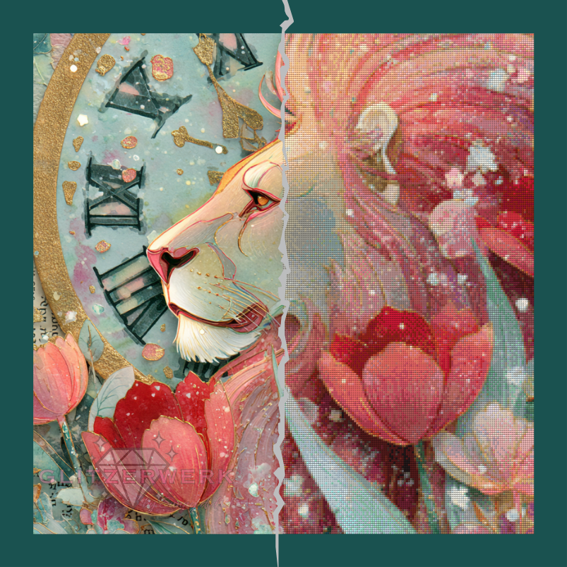 Zeit des roten Löwen by Shiny Unicorn ai 60x60cm 120 Farben