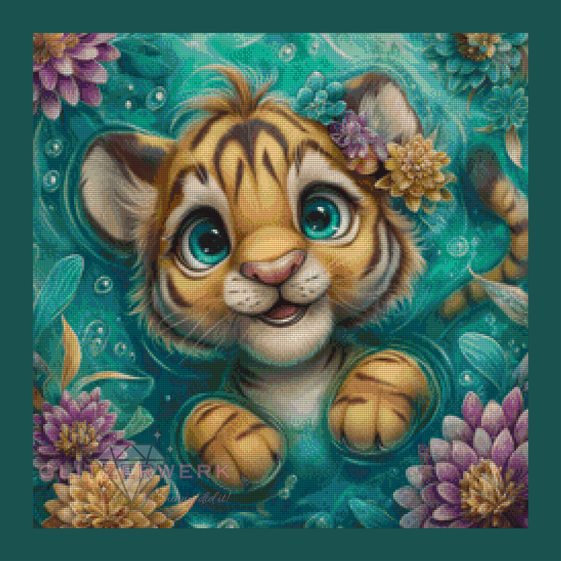 Floating Tiger by Sweet_Loco_AI 60x60cm 115 Farben