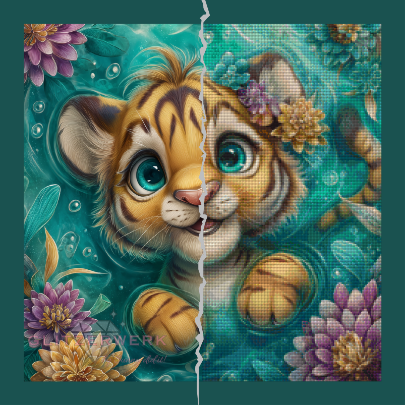 Floating Tiger by Sweet_Loco_AI 60x60cm 115 Farben