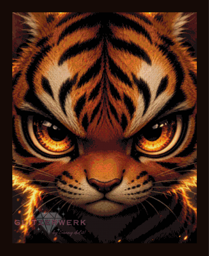 Angry Tiger by tiki_DIAMONDS_ai 60x75cm 70 Farben