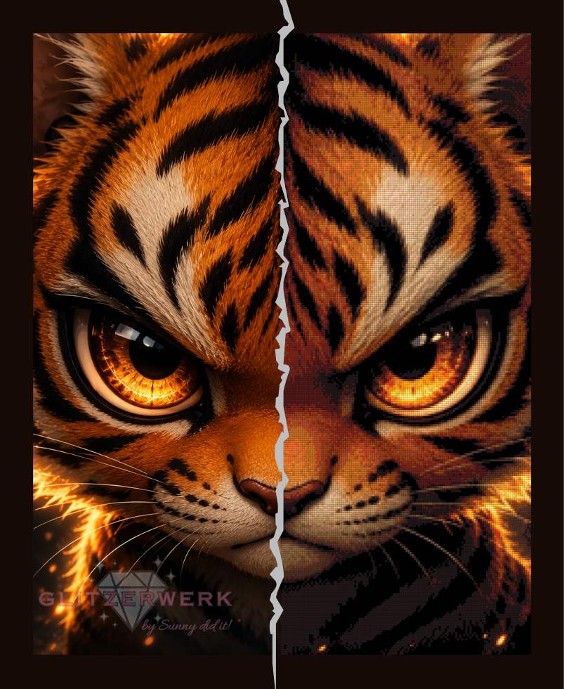 Angry Tiger by tiki_DIAMONDS_ai 60x75cm 70 Farben