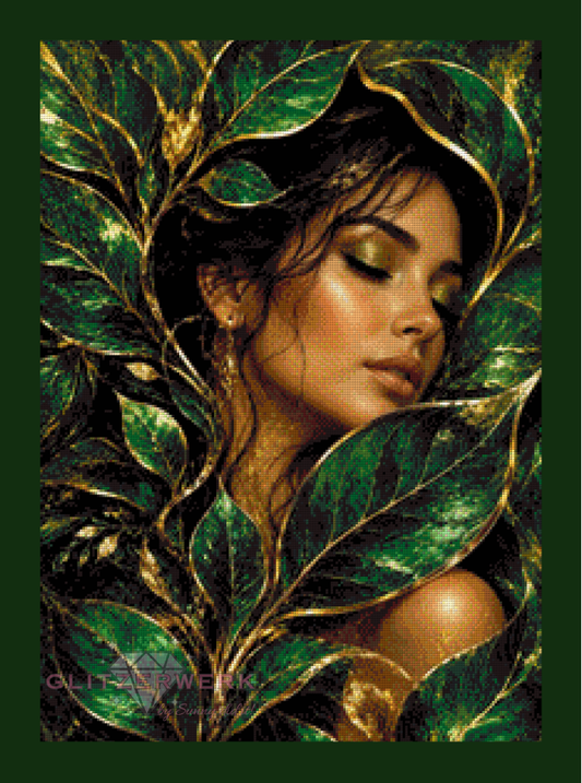 Green Leaves by Christa.fe KI 50x70cm 85 Farben