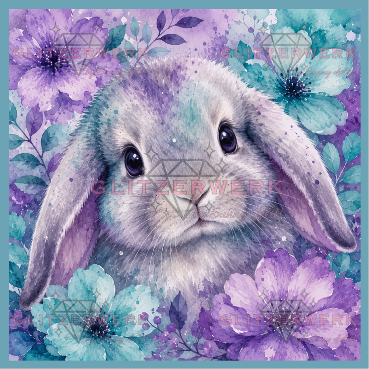 Blütenhase by tiki_DIAMONDS.ai 60x60cm 80 Farben