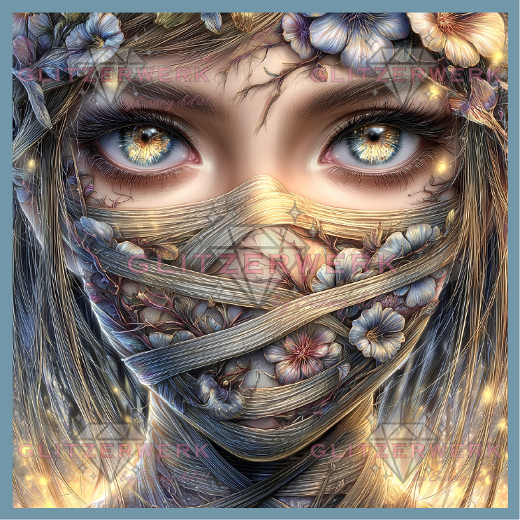 Die Frau vom Saphirpavillion by Sweet_Loco_AI 60x60cm 115 Farben