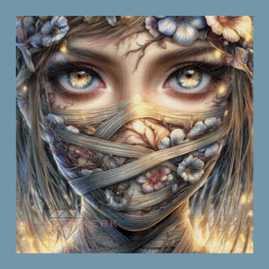 Die Frau vom Saphirpavillion by Sweet_Loco_AI 60x60cm 115 Farben