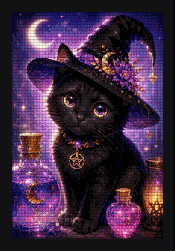 Witchcraft Cat by Cre8tive Diamond Art 50x75cm 125 Farben mit 10x Sondersteinen