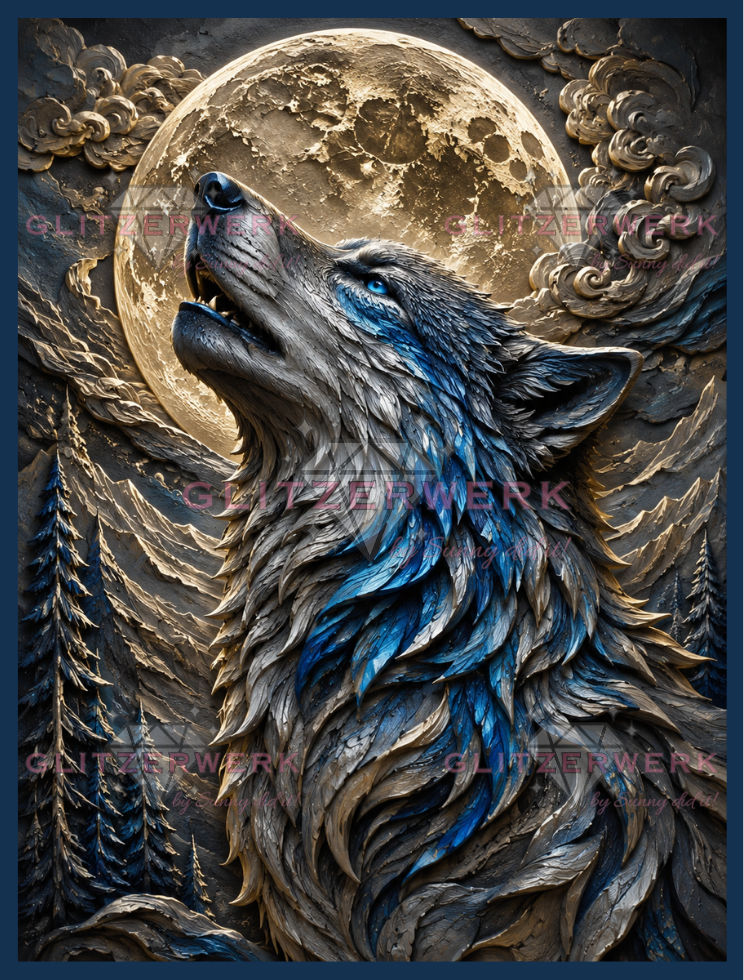 Mondruf des Wolfes by Kaira KI Art 60x80cm 10 Farben