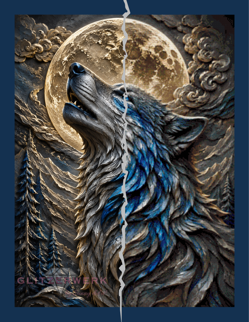 Mondruf des Wolfes by Kaira KI Art 60x80cm 10 Farben