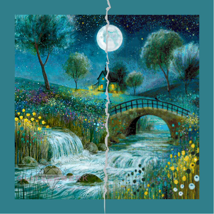 Mondlicht über der Blumenbrücke by Marli Forst 60x60cm 100 Farben