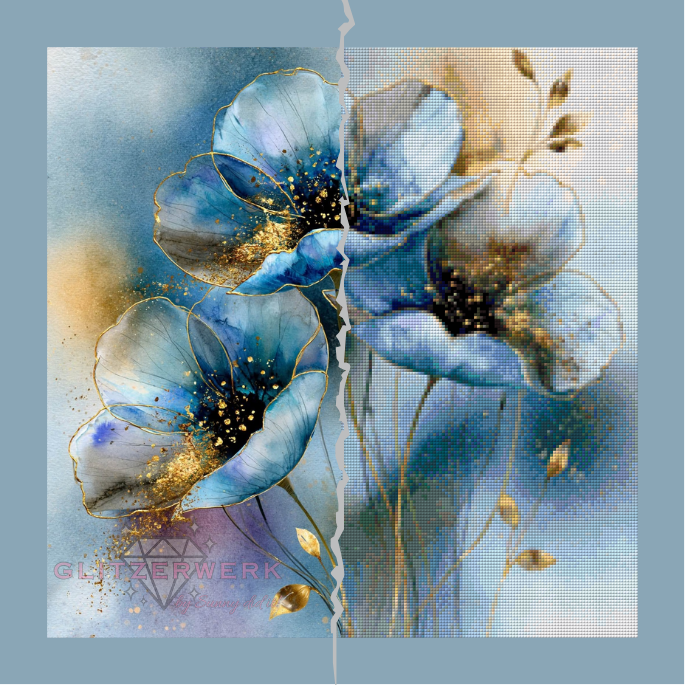 Himmelblaue Eleganz by Marli Forst 50x50cm 85 Farben