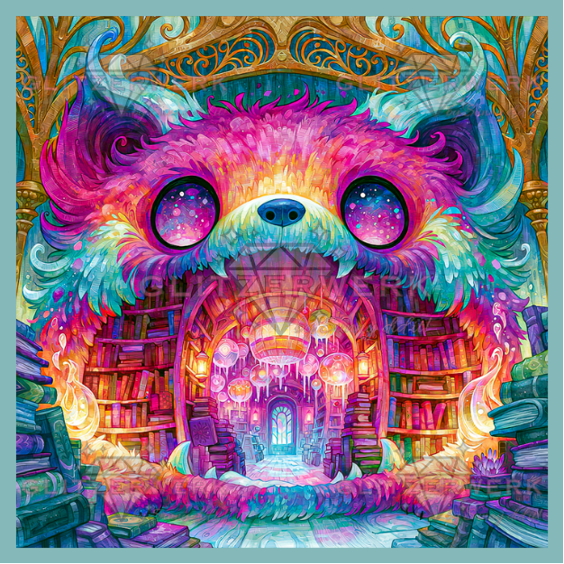Der Wächter der Geschichten by Shiny Unicorn Ai 60x60cm 130 Farben