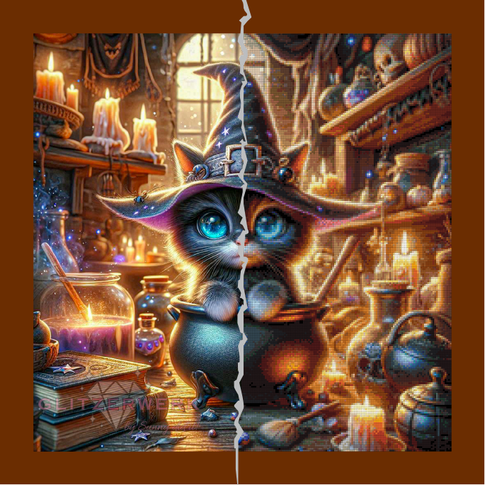 Kleine Hexenkatze by Lexxy.ai 60x60cm 90 Farben