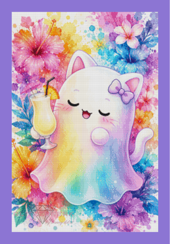 Cocktail Ghost Kitty by tiki_DIAMONDS.ai 50x75cm 110 Farben
