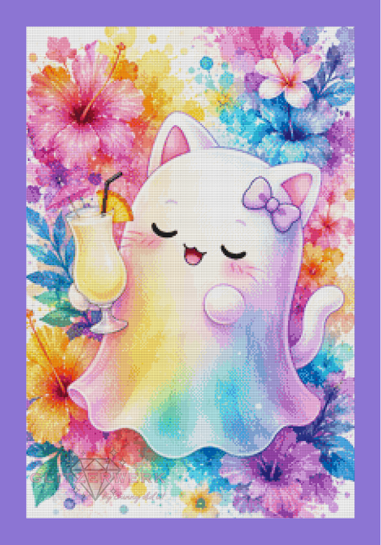Cocktail Ghost Kitty by tiki_DIAMONDS.ai 50x75cm 110 Farben