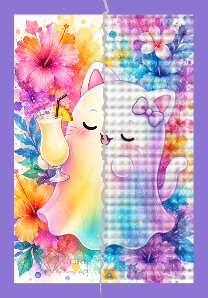 Cocktail Ghost Kitty by tiki_DIAMONDS.ai 50x75cm 110 Farben