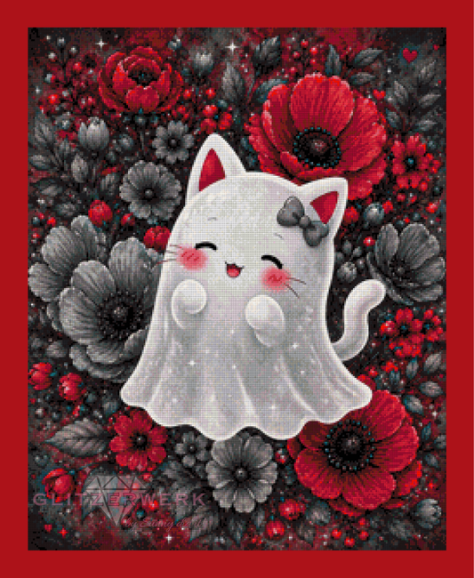 Ghost Kitty by tiki_DIAMONDS.ai 60x75cm 85 Farben mit 9x Sondersteinen
