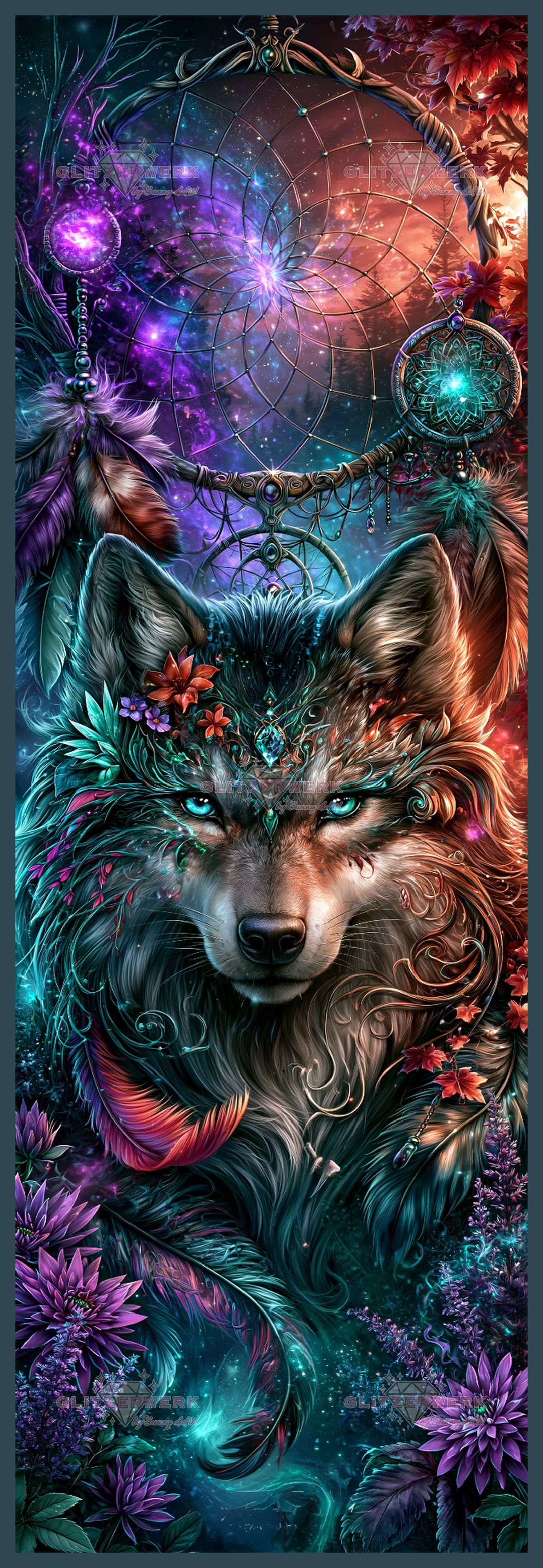 Träumender Wolf by Sweet_Loco_AI 50x150cm 140 Farben